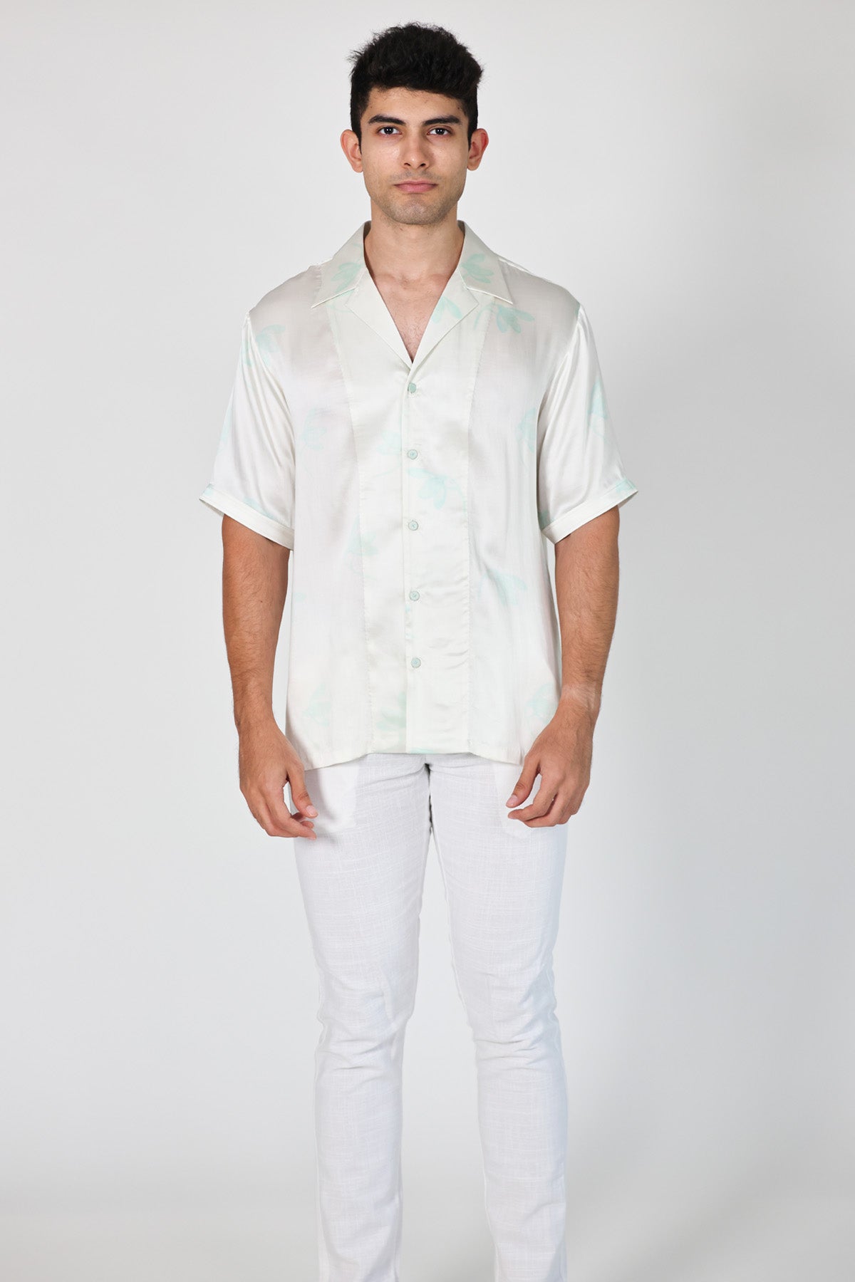 Buy Arya Giri White Tulip Floral Collar Shirt